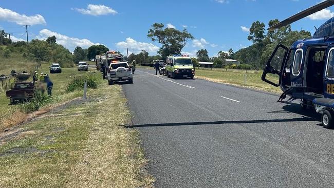 Rescue helicopter called after ute rolls on rural Darling Downs road