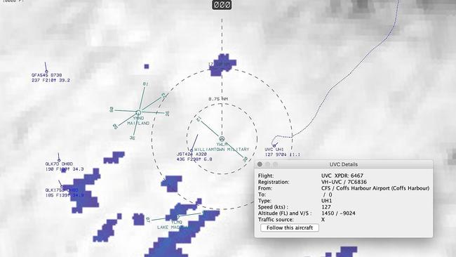 The Huey's final flight path.