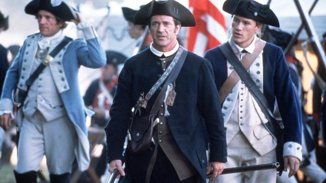 Actor Mel Gibson with Heath Ledger in the film, The Patriot.