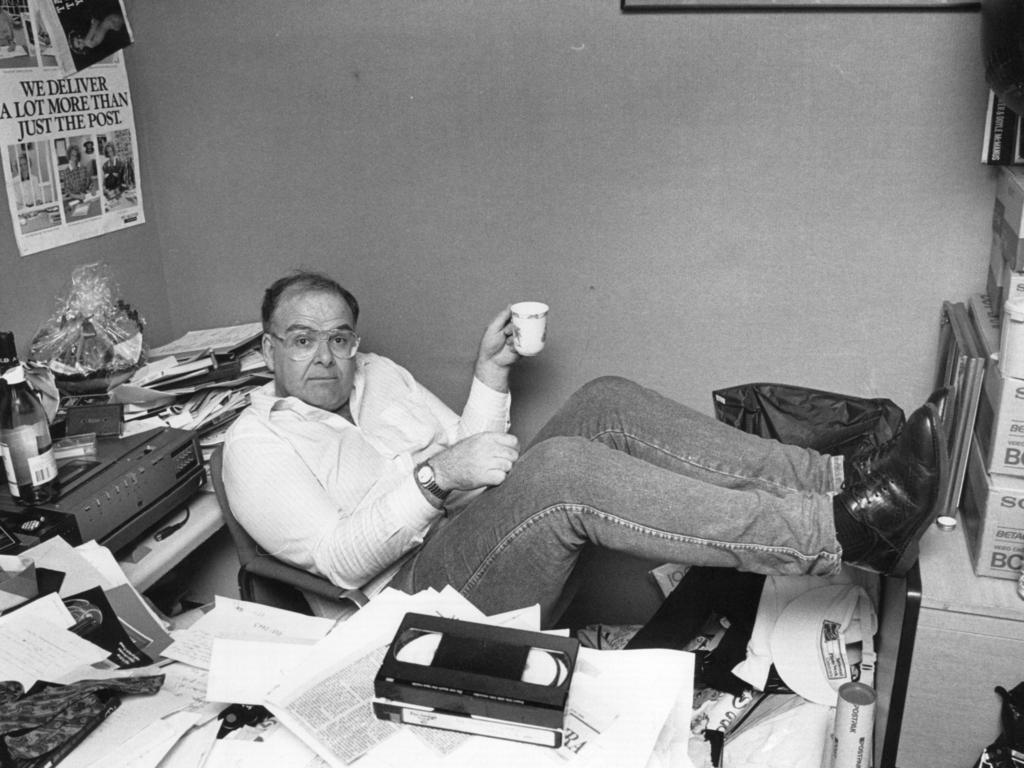 Robertson pictured in his office in 1989 was known to have a pile of Penthouse and Playboy magazines as doorstops.