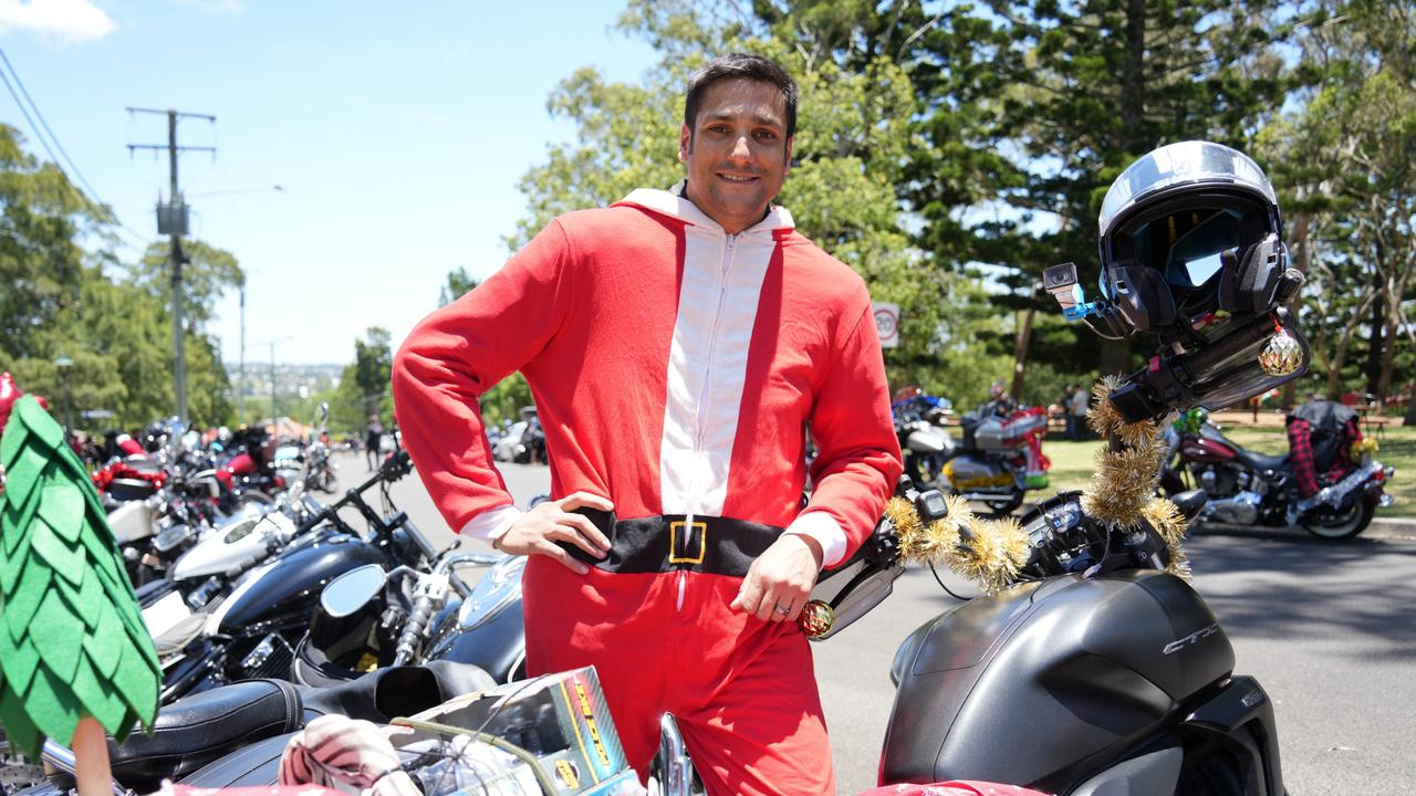 Adrian Outim at the start of the 2023 edition of the Downs Motor Cycle Sporting Club's Toowoomba Motorcycle Toy Run at Picnic Point.