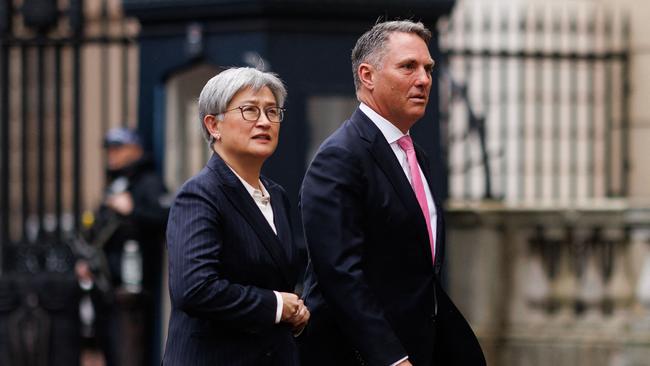 Foreign Minister Penny Wong and Defence Minister Richard Marles arrive at Lancaster House for the annual Australia-UK Ministerial Consultations.