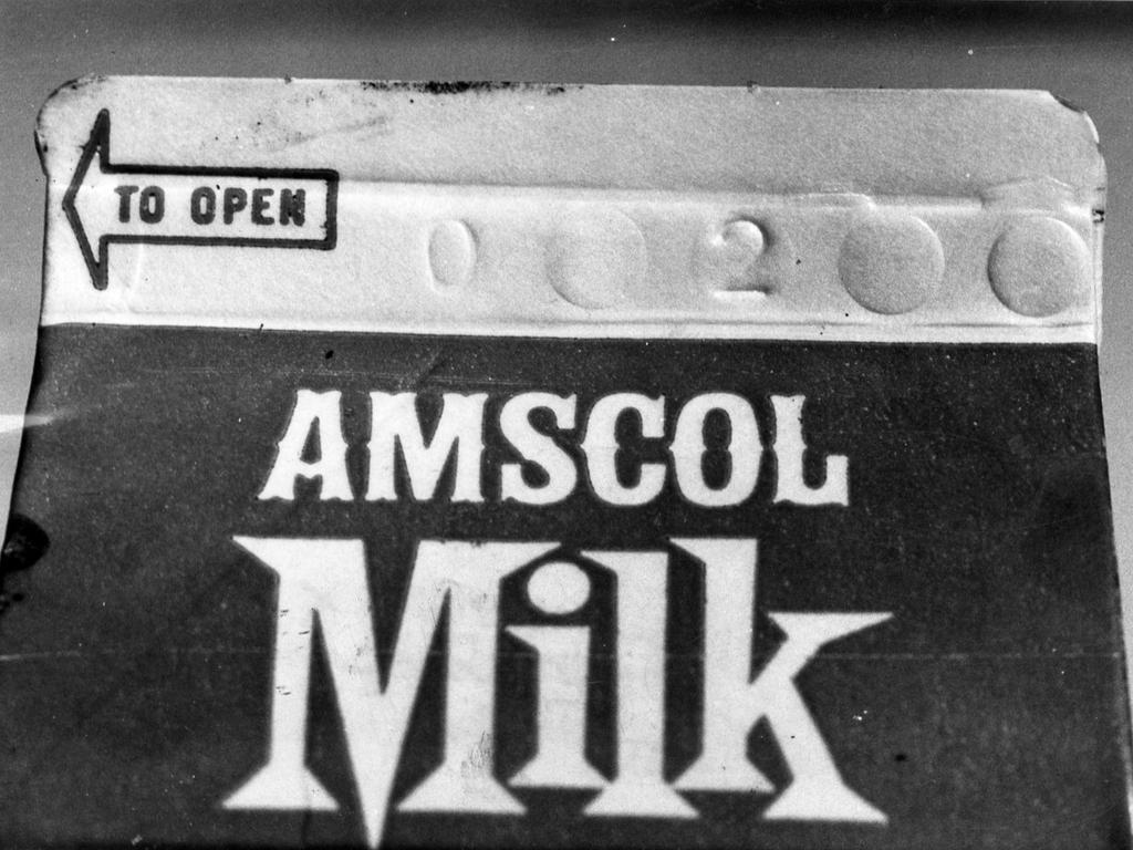 The top of an Amscol milk carton in 1971.