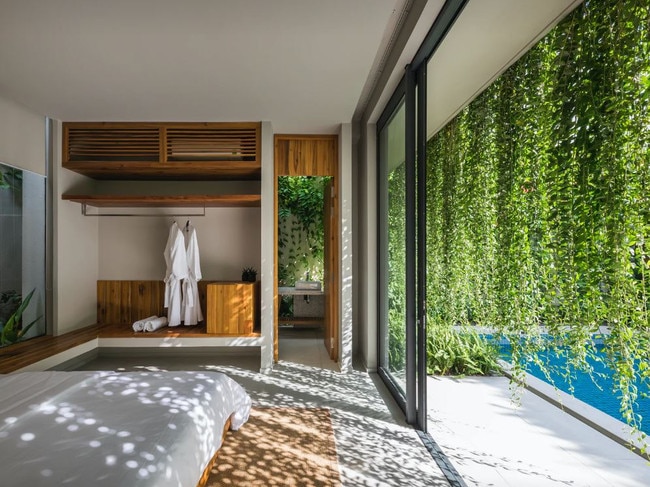 1. WYNDHAM, PHU QUOC, VIETNAM These private villas are essentially plant-covered rooms that surround deluxe private swimming pools. The draping tendrils of the plants create natural shade inside the villas. The “green curtains” also create changing light patterns in the villas throughout the day.