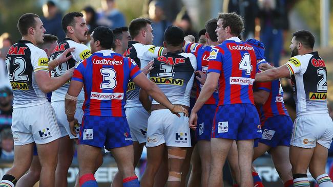 Tempers frayed as the game wore on. ( Matt Blyth/Getty Images)