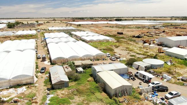 An aerial shot of the Buckland Park property at centre of the huge drug bust. Picture: Nine News