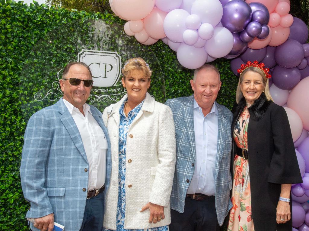 (From left) Kerry and Letitia Langbecker with Darren and Janelle Wilson. Weetwood Raceday at Toowoomba Turf Club. Saturday, September 28, 2024. Picture: Nev Madsen.