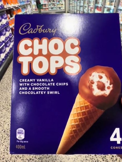 Peters Ice Cream has partnered with Cadbury to sell the brand’s cult Choc Tops. Picture: TikTok/nectoriouspapi