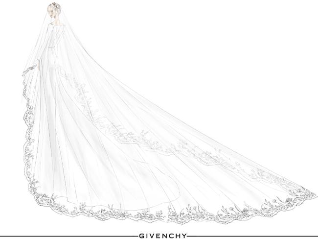 The original sketches of Meghan’s gown. Picture: Givenchy/MEGA