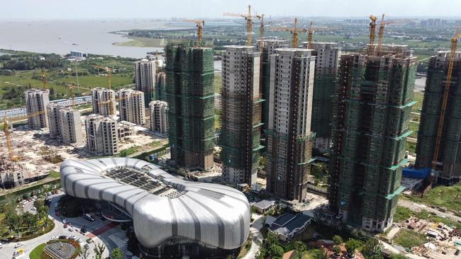 The halted under-construction Evergrande Cultural Tourism City, a mixed-used residential-retail-entertainment development, in Taicang, Suzhou city, in China's eastern Jiangsu province. Picture: Vivian Lin/AFP