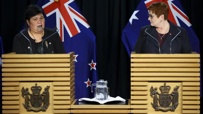 New Zealand Foreign Minister Nanaia Mahuta and Australian Foreign Minister Marise Payne in April. Picture: Getty Images