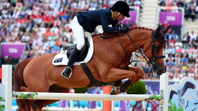 06/08/2012 OLYMPICS\SPORT: London Olympics 2012. Day 10 of competition. Equestrian Jumping, 3rd qualifier, at Greenwich Park. Edwina Tops-Alexander for Australia. Pic. Alex Coppel