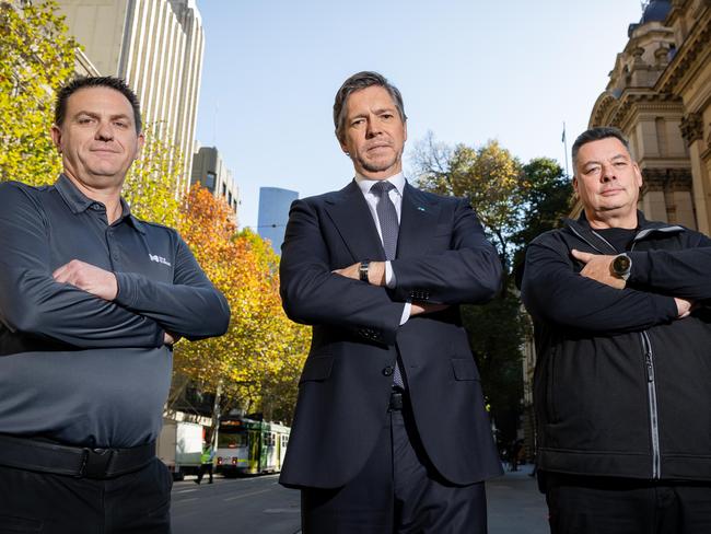 Lord Mayor Nick Reece with local laws officers at the announcement of the “Reece Police”. Picture: Jason Edwards