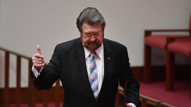 Justice Party Senator Derryn Hinch in the Senate chamber at Parliament House in Canberra, Thursday, March 22, 2018. (AAP Image/Mick Tsikas) NO ARCHIVING