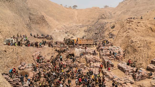 Workers at a mine near the city of Kolwezi, Congo. Picture: Junior Kannah/AFP/Getty Images