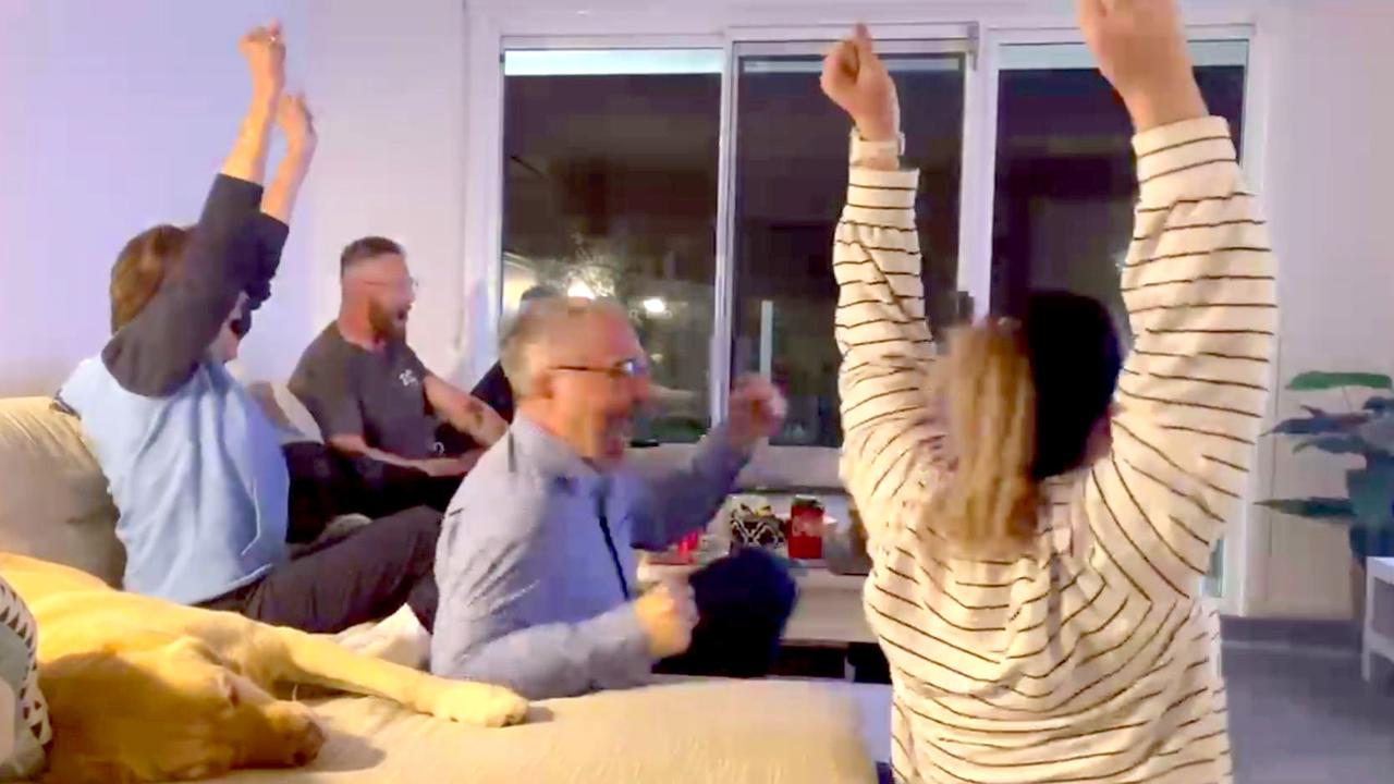 Ash Barty’s family watch the world No.1’s Wimbledon victory from home. Picture: Supplied