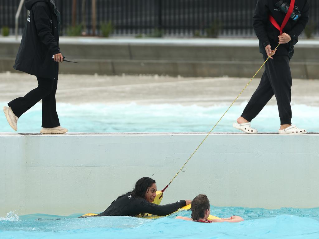 Luai was dared to enter the water first. Picture: Rohan Kelly