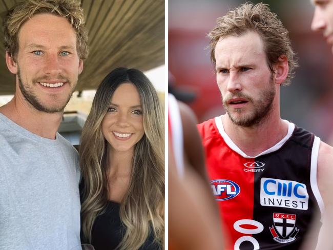 Himmy Webster and wife Richael. Photo: Instagram and Dylan Burns/AFL Photos via Getty Images.