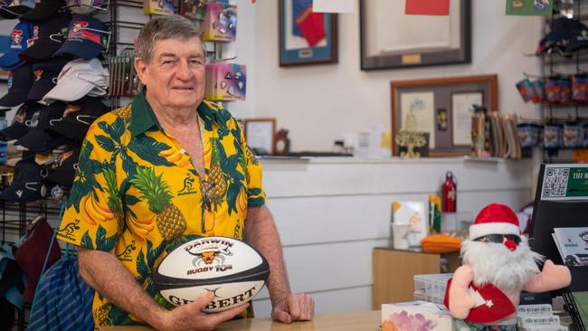 Bruce Kennon from The Rugby Shop at Smith St, Darwin. Picture: Pema Tamang Pakhrin