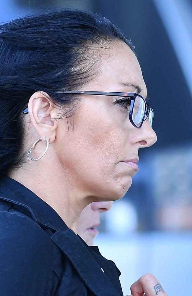 Kelly Liddicoat (black hair) leaves Maroochydore Court House. Picture: Patrick Woods.