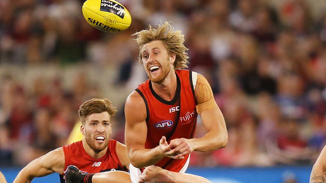 Essendon captain Dyson Heppell led the Bombers’ charge. Picture: Getty Images