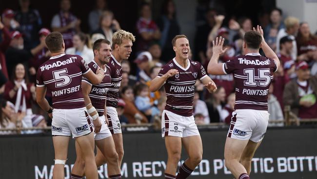 Daly Cherry-Evans was another standout for the Sea Eagles, scoring a try himself and playing a hand in several others. Picture: Getty Images.