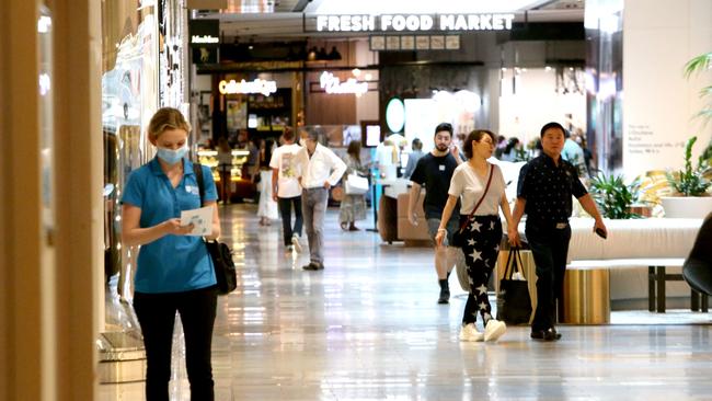 Shoppers at Pacific Fair shopping centre on the Gold Coast. Picture: Steve Pohlner