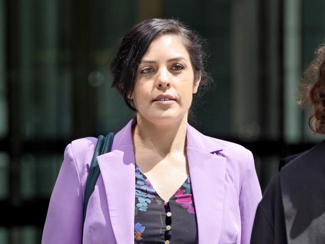 Moira Deeming leaving the Federal Court in Melbourne. Picture: David Geraghty