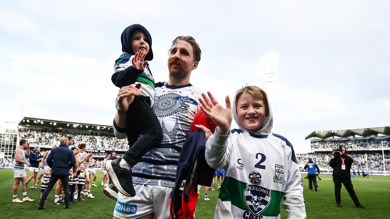 Zach Tuohy after breaking the record for most AFL games by an Irishman. (Photo by Dylan Burns/AFL Photos via Getty Images)