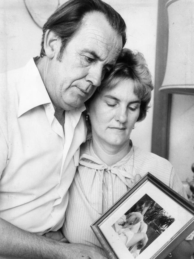 Keith and Jean Stewart with a photo of Glen in 1982. Glen disappeared in 1977.