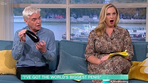 A man who claims to have the “world’s biggest penis” has stunned breakfast TV hosts by showing them an explicit picture live on air. Picture: Supplied