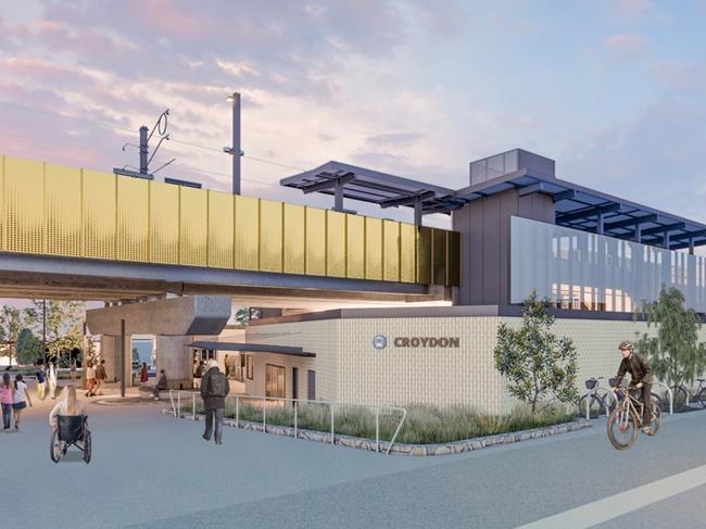 An artist's impression of the new Croydon railway station from Wicklow Ave. Picture: Level Crossing Removal Project.