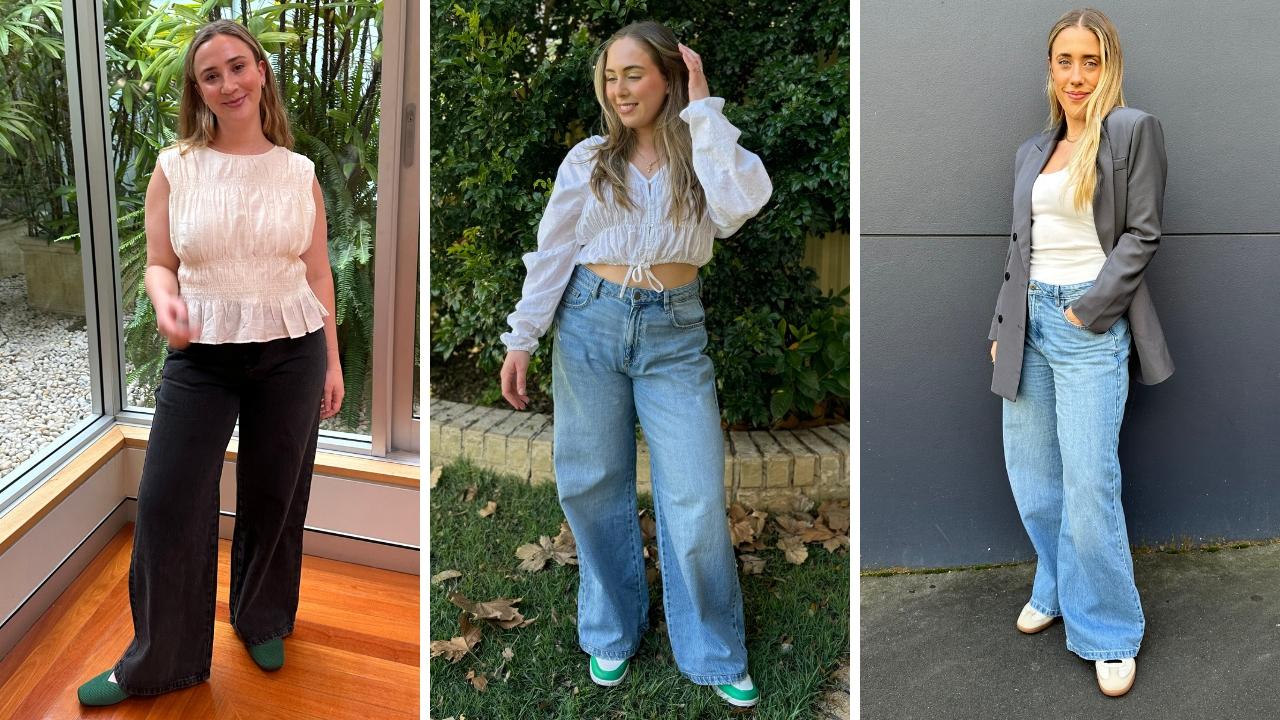 Cotton On Relaxed Wide Leg Jeans. Picture: news.com.au/Philippa Tonkin, Marina Tatas, Claudia Coy.