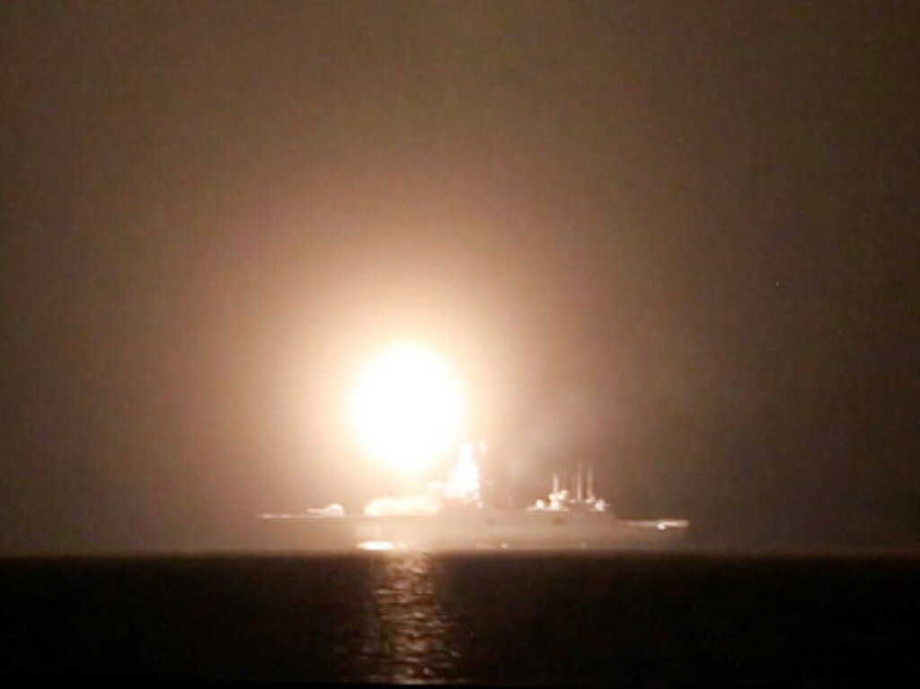 The missile was launched of a Russian ship in the White Sea.