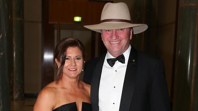 Barnaby Joyce and his wife Natalie arriving at the Federal Parliament Midwinter Ball 2017, at Parliament House in Canberra. Picture Ray Strange