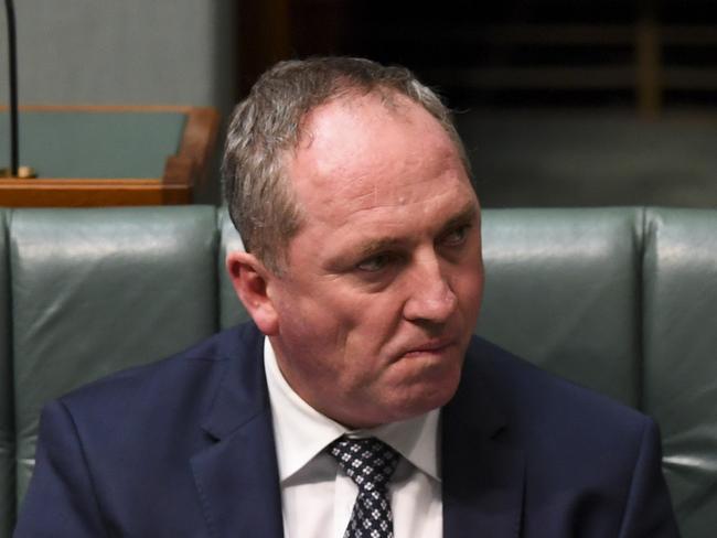 Australian Deputy Prime Minister Barnaby Joyce during Question Time in the House of Representatives today. Picture: AAP Image/Lukas Coch