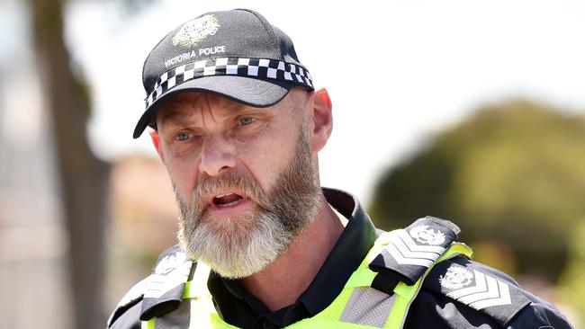 Senior Sergeant Andrew Wise speaking to media on Wednesday. Picture: Nicki Connolly