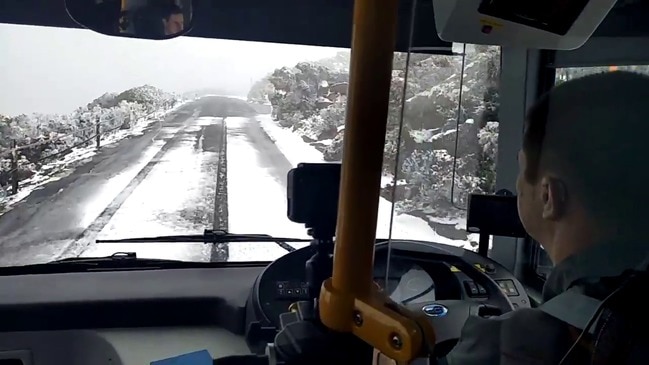 Snow bus on Mt Wellington