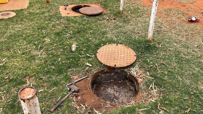 An full septic tank in Mt Liebig in November 2022, tendered as evidence in the Kumunjayi Fly inquest held in Alice Springs Local Court, October 2024. Picture: NT Courts