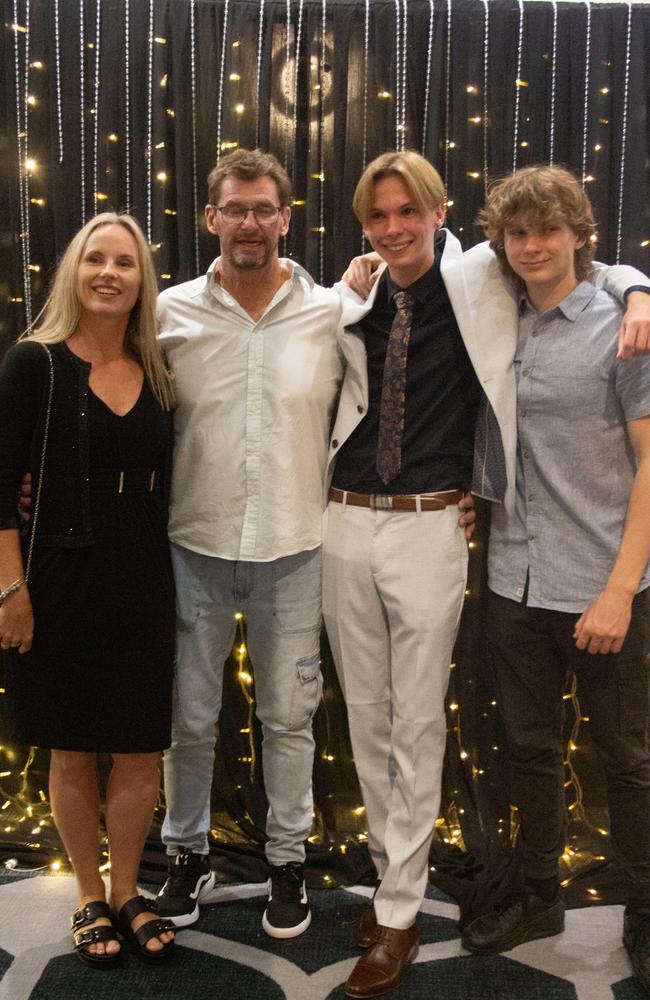 Lachlan Smith and his family at the Maroochydore State High School formal 2023.