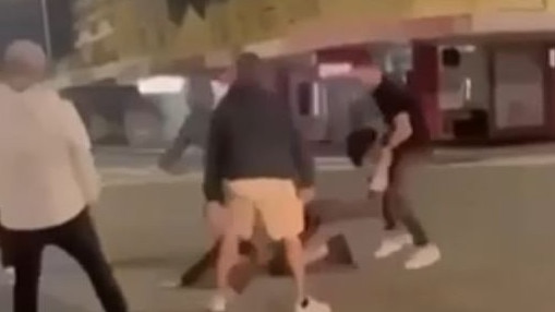 A still image from mobile phone footage of an attack on Beaumont St, Hamilton, where a 22-year-old man was stabbed and later died. (Picture: supplied)