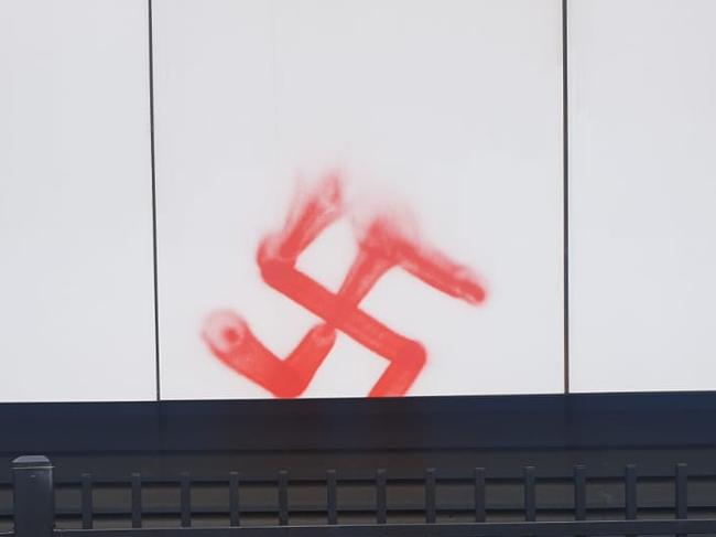 A swastika on a balcony. Picture: supplied