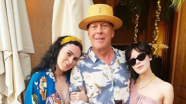 Bruce Willis with his daughters Rumer and Tallulah. Picture: Supplied