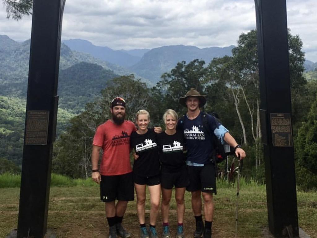 The gang completing the gruelling track. Picture: Instagram @kristiesteggs