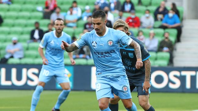 Western Sydney Wanderers must stop Jamie Maclaren on Tuesday night. Picture: Robert Cianflone/Getty Images
