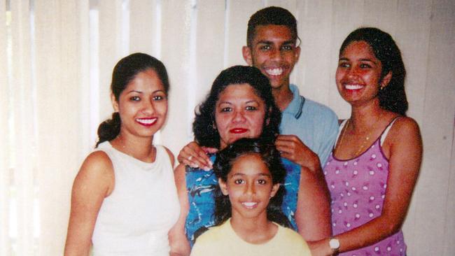 Shirley Singh with her children Sonia Pathik and murdered children Sidhi, Kunal and Neelma.