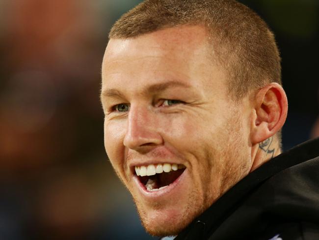 SYDNEY, AUSTRALIA - MAY 12: Todd Carney of the Sharks looks on before the round nine NRL match between the Parramatta Eels and the Cronulla-Sutherland Sharks at Pirtek Stadium on May 12, 2014 in Sydney, Australia. (Photo by Matt King/Getty Images)