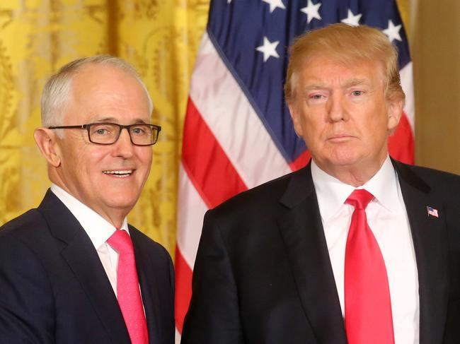 WASHINGTON DC.... US President Donald Trump and Australian Prime Minister Malcolm Turnbull hold a joint press conference in the East room at the White House in Washington DC. .   Pic Nathan Edwards