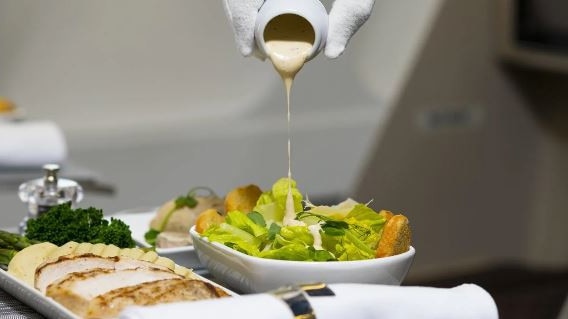 VIP catering is available on the AirX A340. Picture: AirX