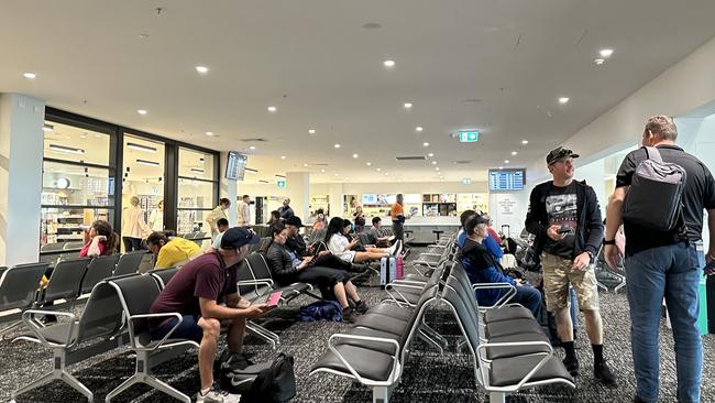 Inside the Rockhampton Airport departure lounge after a Qantas flight from Townsville to Brisbane was forced to make an emergency landing at the Rockhampton Airport just after 7am on Tuesday, September 17 because of a cabin pressure issue.